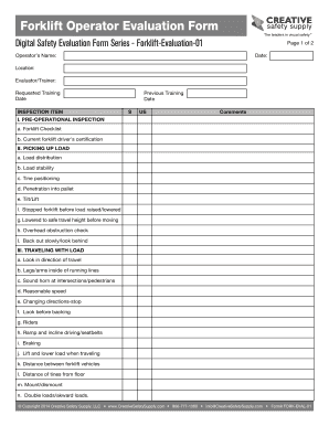 Forklift Operator Evaluation Form