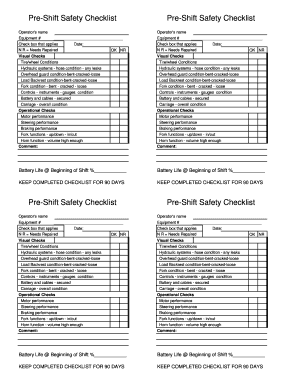Hydraulic Jack Inspection Checklist  Form