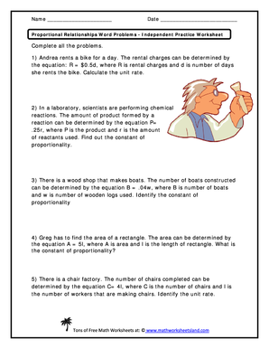 Proportional Relationships Word Problems Independent Practice Worksheet Answer Key  Form