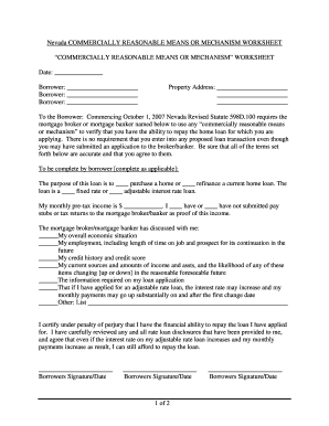 Commercially Means Worksheet  Form