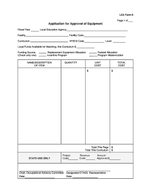 Equipment List LEA Form 6 Roane Jackson Technical Center