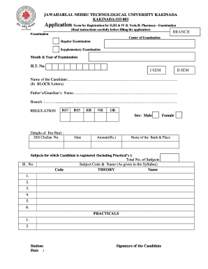 KAKINADA533 003 Application Form for Registration for II Jntuk Edu