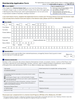 Victorian Seniors Card Application Form PDF