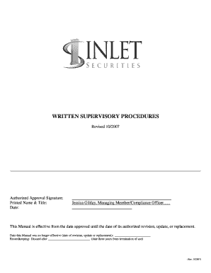 Written Supervisory Procedures Template  Form