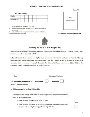 Dual Application Embassy of Sri Lanka  Form