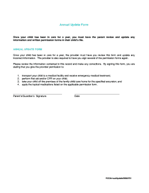 Eec Annual Update Form