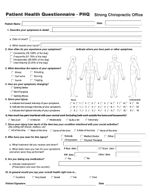 Patient Health Questionnaire Form