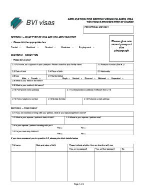 British Virgin Islands Visa  Form