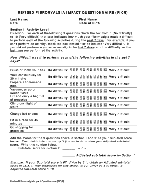 Fibromyalgia Impact Questionnaire Online  Form