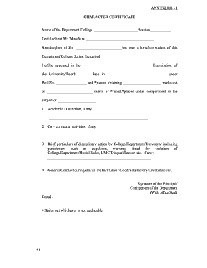 Annexure Iv Character Certificate  Form