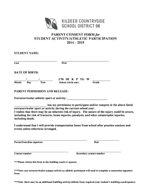 Consent Form for Sports Participation