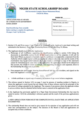Niger State Scholarship  Form