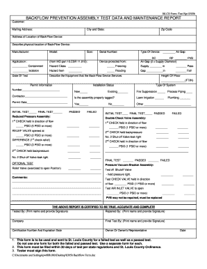 St Louis County Backflow Test Form