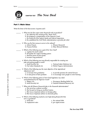 Chapter 23 the New Deal Test Answers  Form