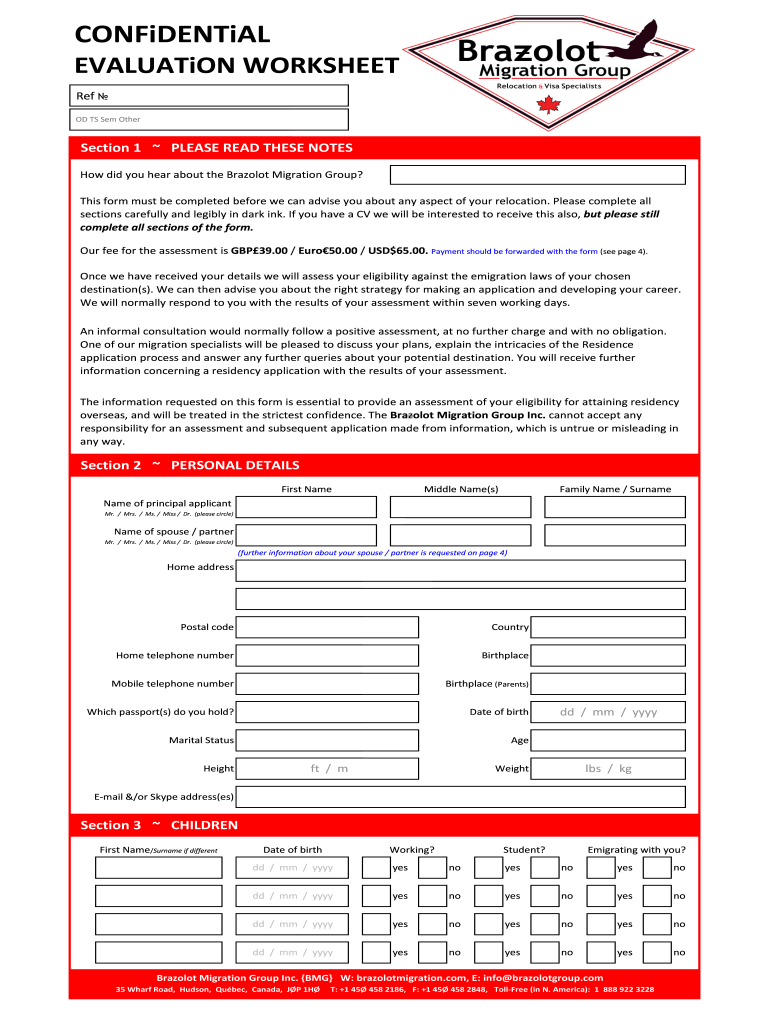 EVALUATiON WORKSHEET Brazolot Migration Group  Form