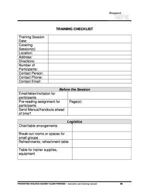 Pre Training Checklist  Form