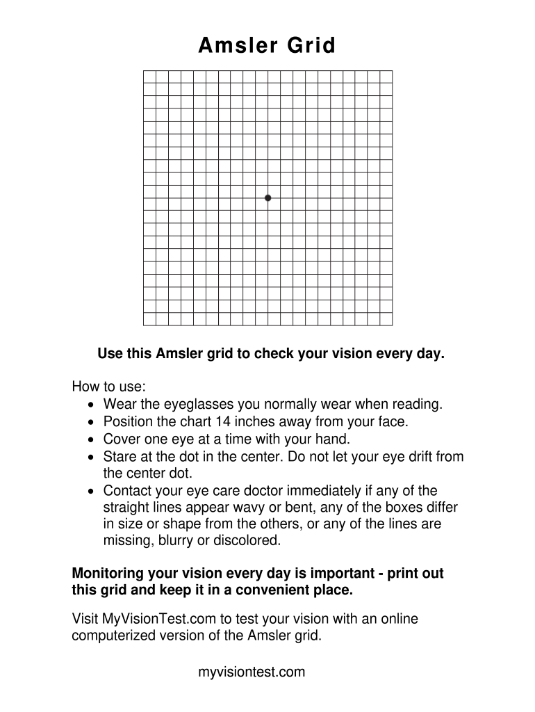 Amsler Grid Printable  Form