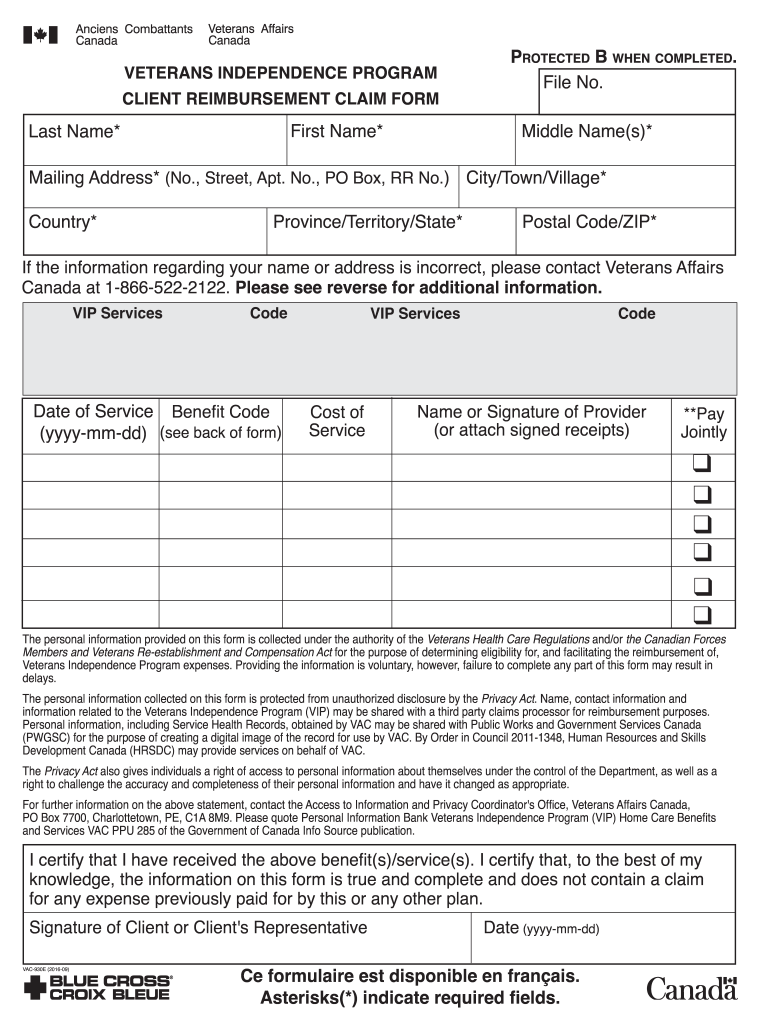 Get and Sign VETERANS INDEPENDENCE PROGRAM CLIENT REIMBURSEMENT 2012-2022 Form