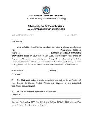 Allotment Letter  Form