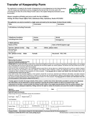 Transfer of Keepership Form Petlogorguk