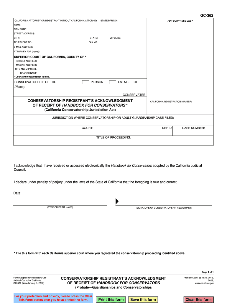 California Conservatorship Handbook  Form