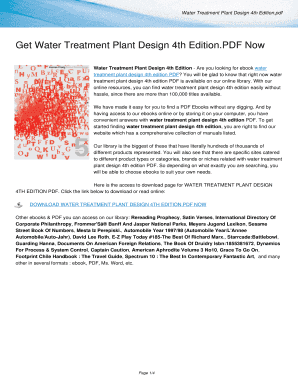 Design of Water Treatment Plant PDF  Form