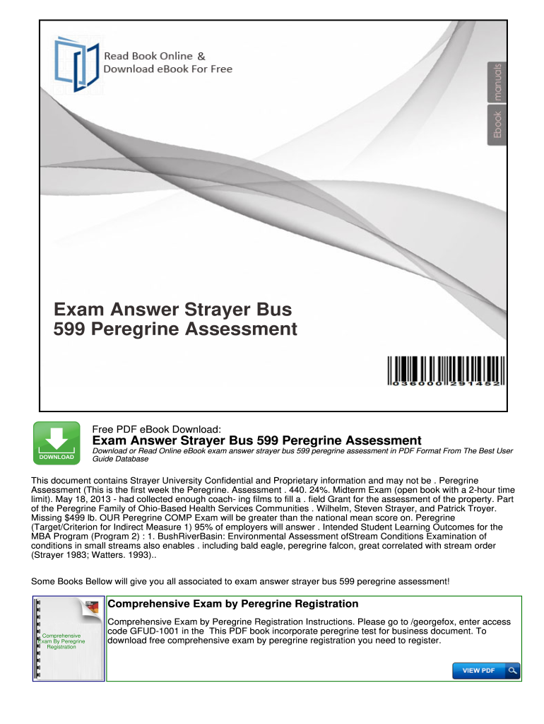 Peregrine Assessment Exam Strayer Answers  Form