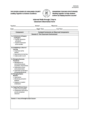 Informal Teacher Observation Form