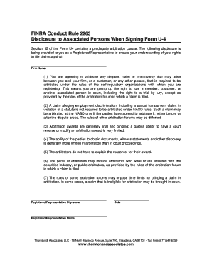Finra Rule 2263  Form