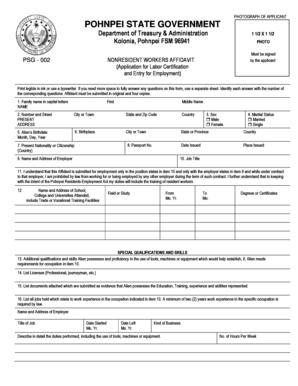 Micronesia Nonresident Workers Affidavit Form