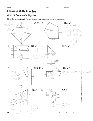 Lesson 6 Homework Practice Area of Composite Figures Answer Key  Form