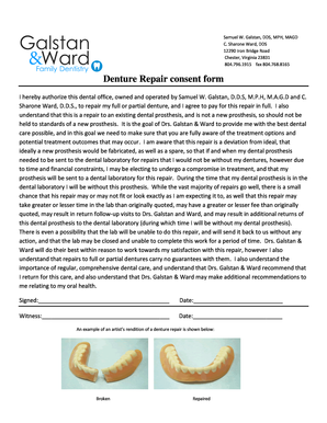 Denture Repair Consent Form