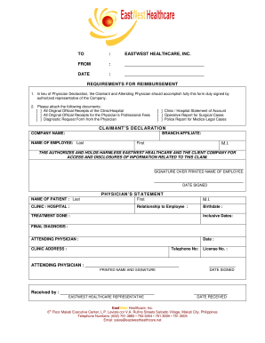 Eastwest Healthcare Reimbursement Form