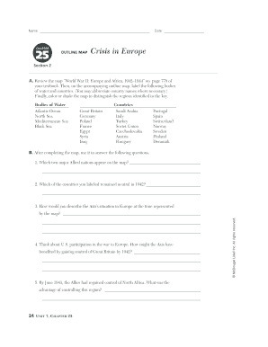 Chapter 25 Section 2 Outline Map Crisis in Europe Answer Key  Form