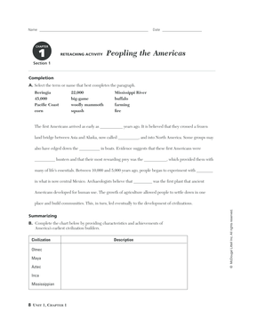 Beringia Worksheet PDF  Form