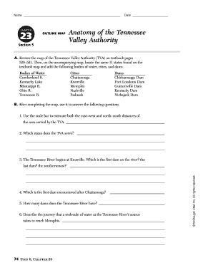 Anatomy of the Tennessee Valley Authority Worksheet Answers  Form