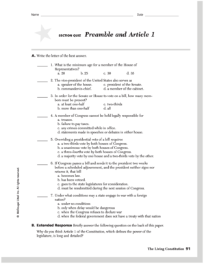 Preamble Fill in the Blank Worksheet  Form