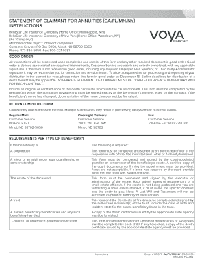 STATEMENT of CLAIMANT for Annuities CAFLMNNY  Form