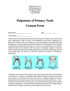 Pulpotomy Consent Form