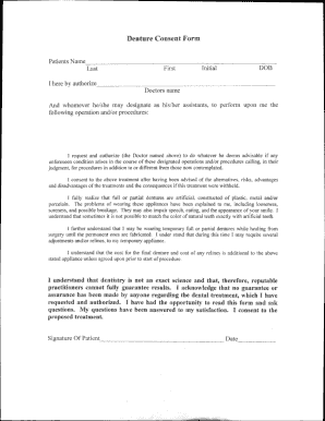 Denture Delivery Consent Form PDF