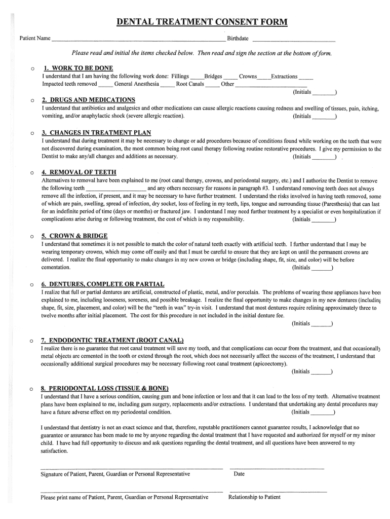 DENTAL TREATMENT CONSENT FORM Ashidadentalofficecom