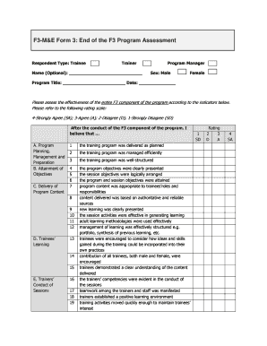 F3 ME Form 3 End of the F3 Program Assessment Depedbohol