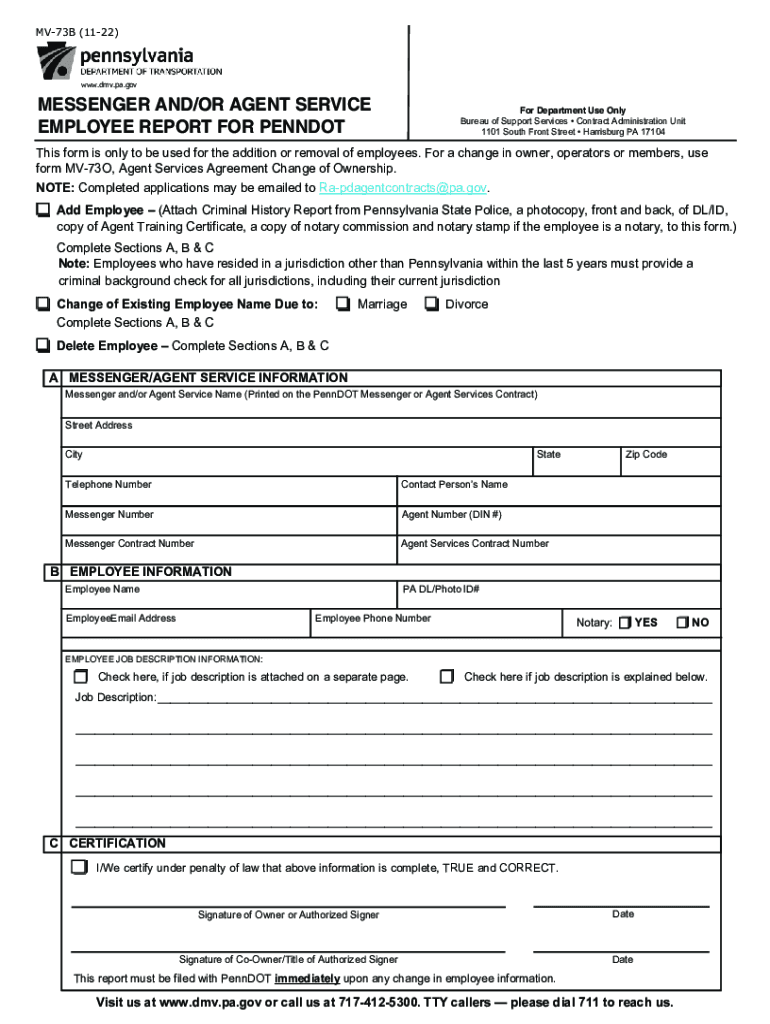 PennDOT Form MV 73B