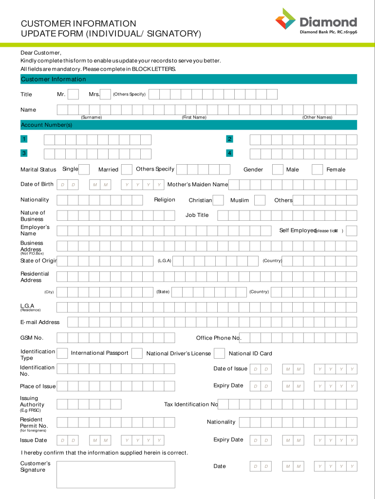 How Do I Update My Daimond Bank Account Online  Form