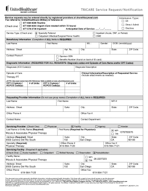 Tricare Service Request Notification Form