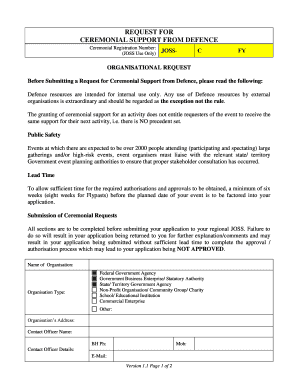 REQUEST for CEREMONIAL SUPPORT from DEFENCE Defence Gov  Form