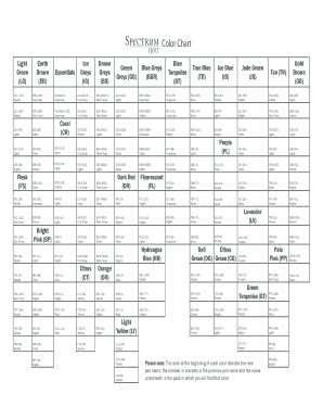 Printable Blank Printable Spectrum Noir Color Chart  Form