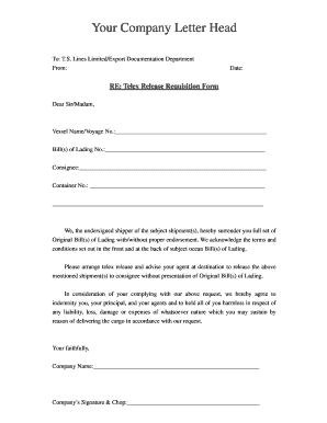 Telex Release Request Letter  Form