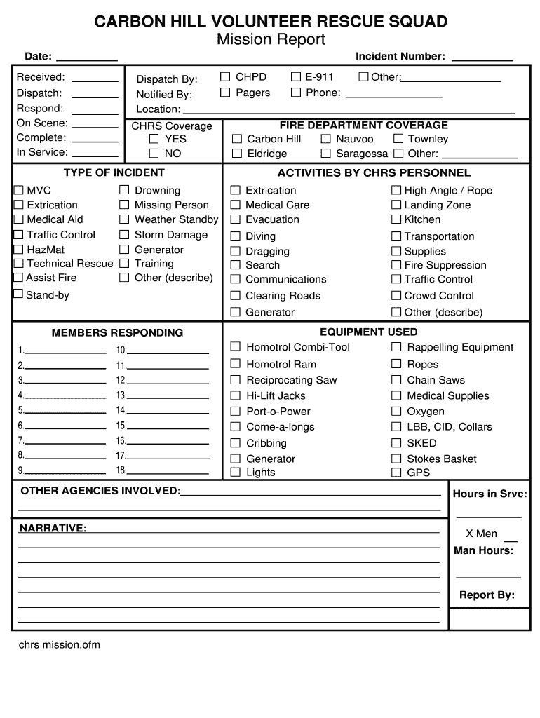 CARBON HILL VOLUNTEER RESCUE SQUAD  Form