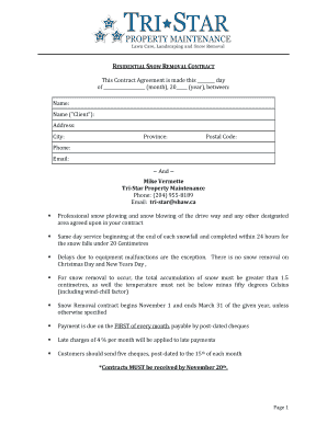 Snow Plowing Contract Template  Form